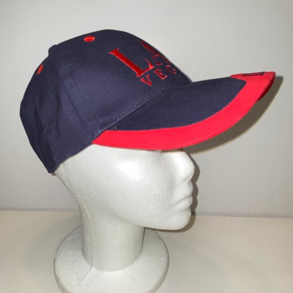 Adult NEW Embroidered Las Vegas Baseball Cap Navy Blue Red Adjustable - Picture 4 of 5